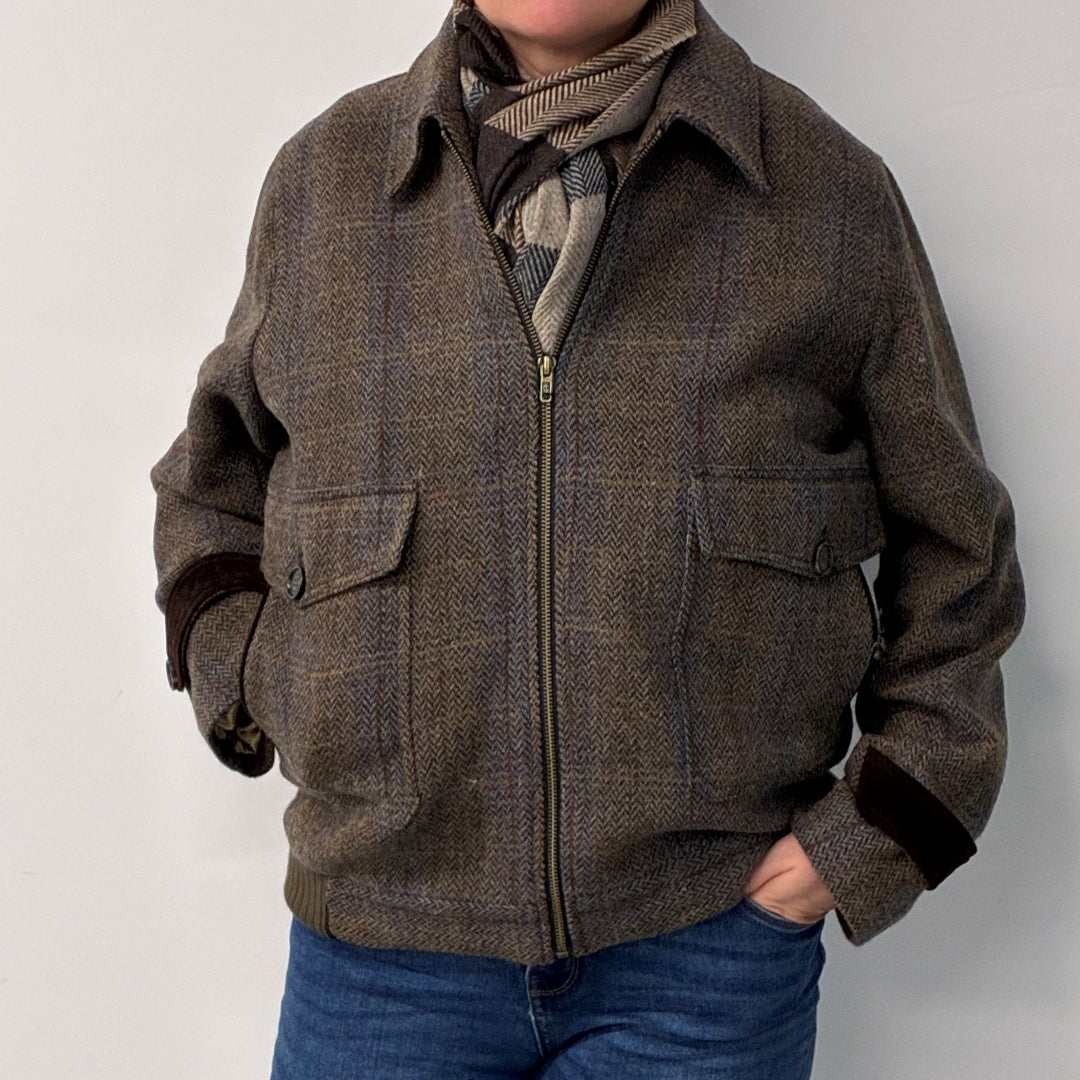Celtic Tweed | Brown Hunting Tweed Aviator Jacket – The Scottish