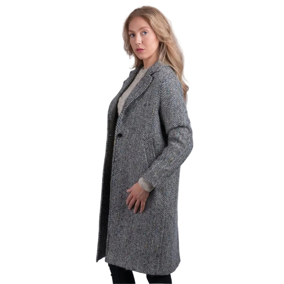 Celtic Tweed | Black & White Herringbone Tweed Coat