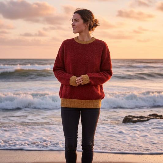 Deer Park | 2-Tone Mohair & Merino Sweater - Red & Gold