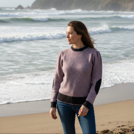 Deer Park | 2-Tone Patch Sleeve Sweater - Purple Rain