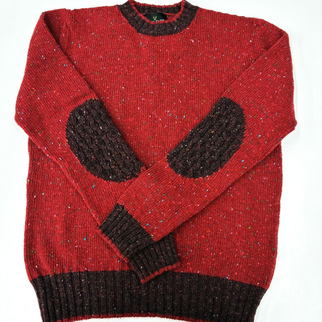 Deer Park | Jersey 2-Tone Patch Sleeve Sweater - Ruby