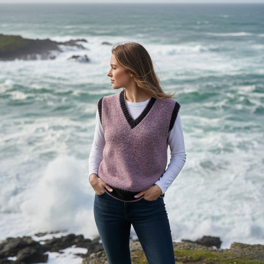 Deer Park | Jersey 2-Tone Sleeveless Sweater - Purple Rain