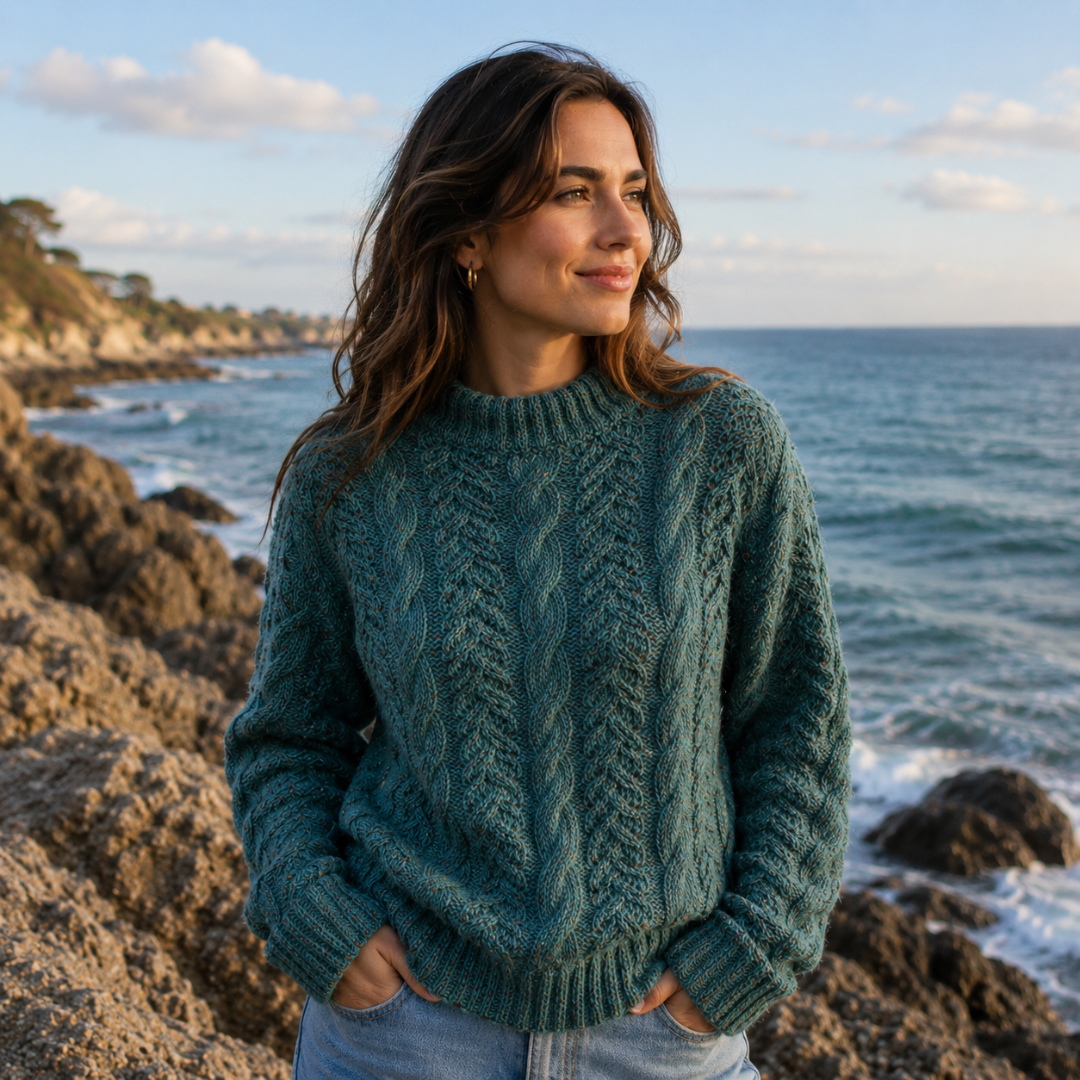 Deer Park | Mohair Collection Pointelle Cable - Turquoise