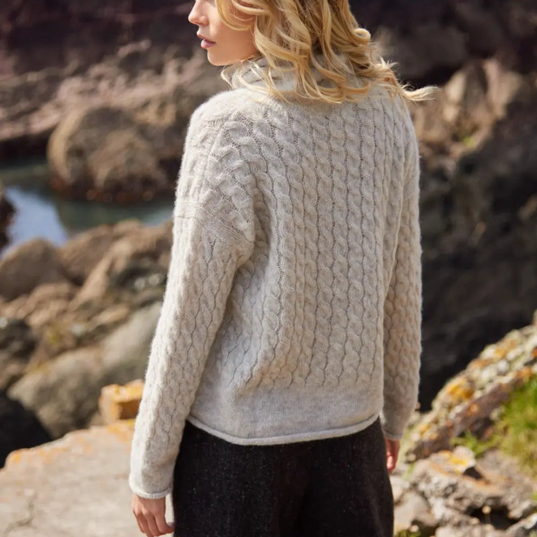 Fisherman Out Of Ireland | Alpaca & Highland Wool Sweater - Cloud