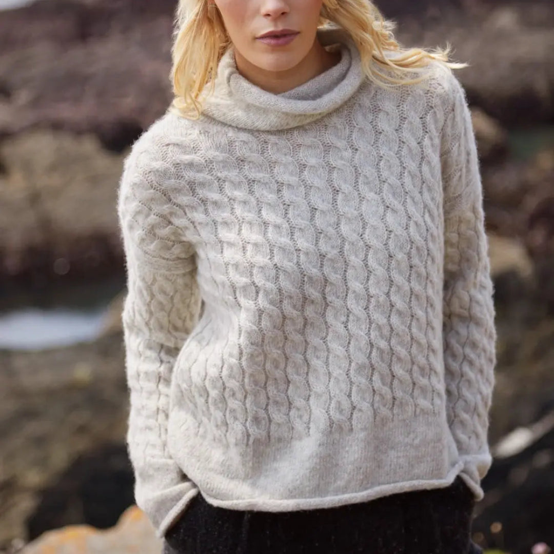 Fisherman Out Of Ireland | Alpaca & Highland Wool Sweater - Cloud