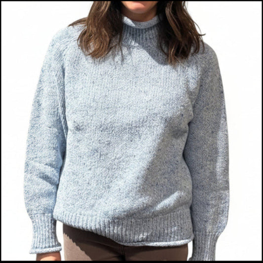 Fisherman Out of Ireland | Saddle Shoulder Sweater - Blue Mist