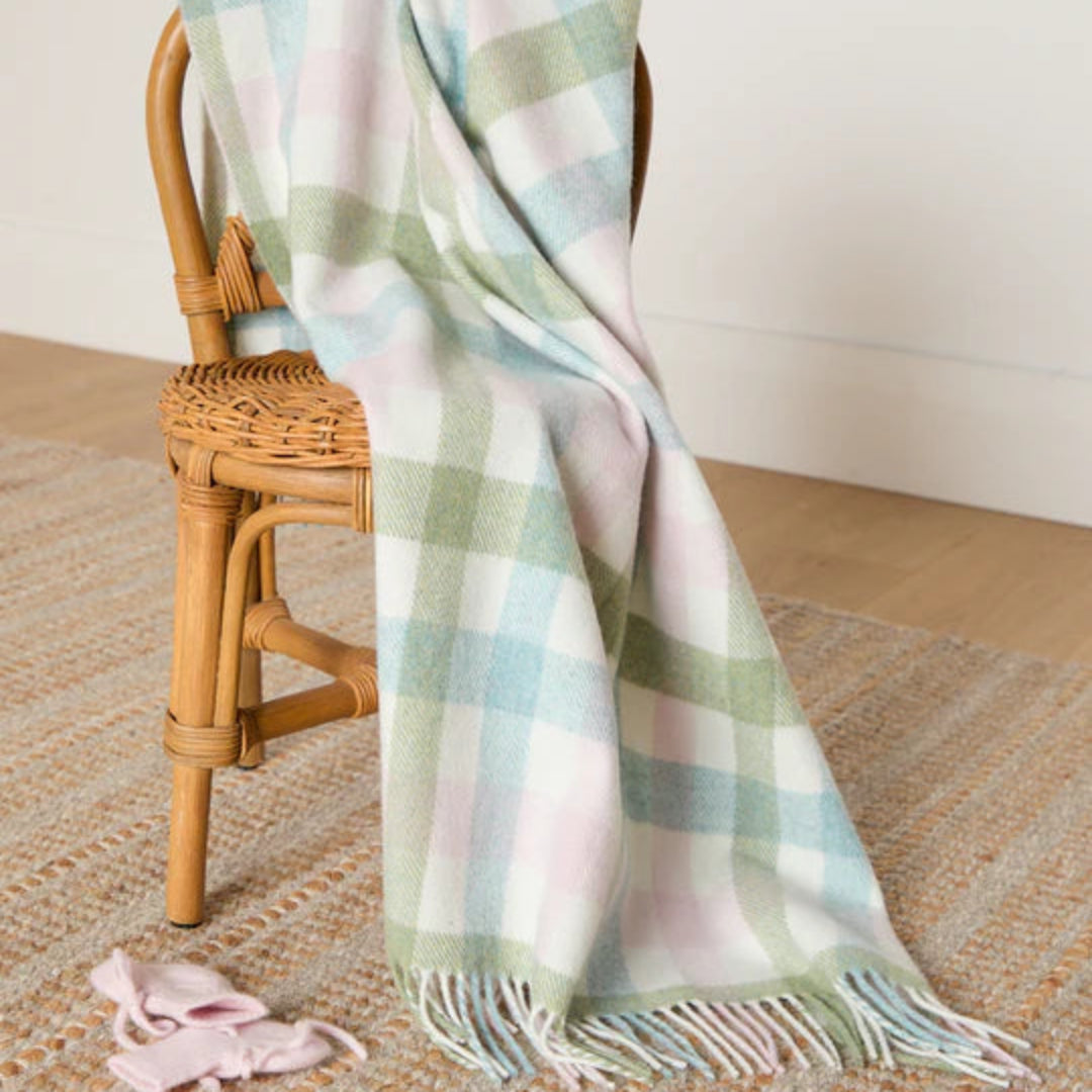 Foxford Woollen Mills | Lambswool Baby Blanket - Pastel Check
