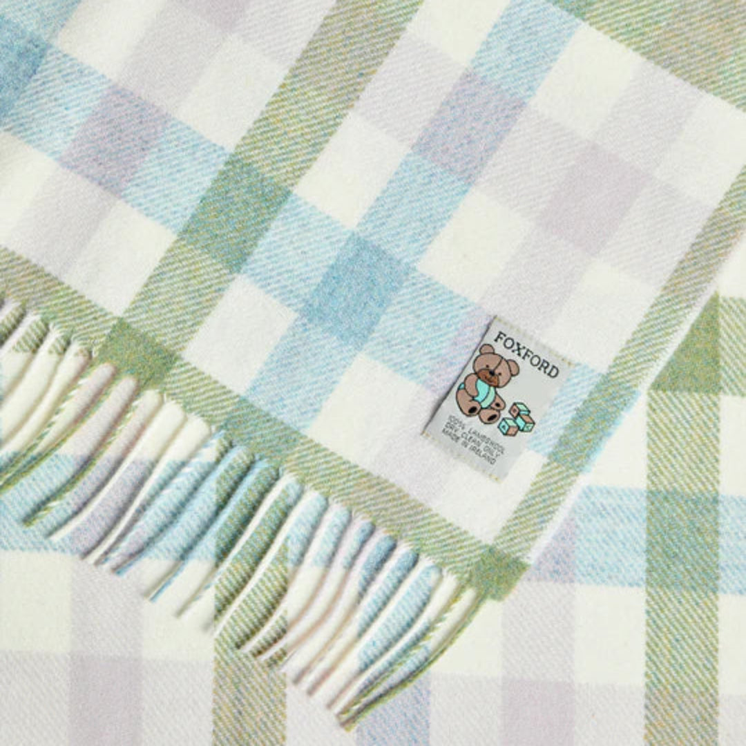Foxford Woollen Mills | Lambswool Baby Blanket - Pastel Check