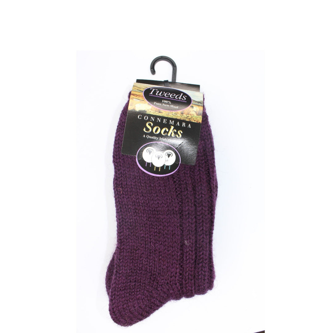 Grange Craft Connemara Tweed 100% wool socks Purple