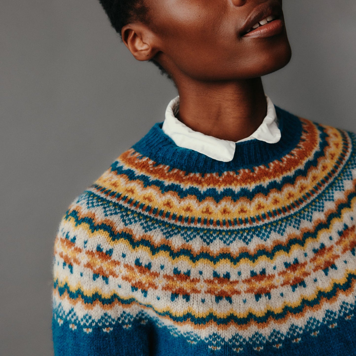 Harley of Scotland | Fair Isle Sweater - Neptune