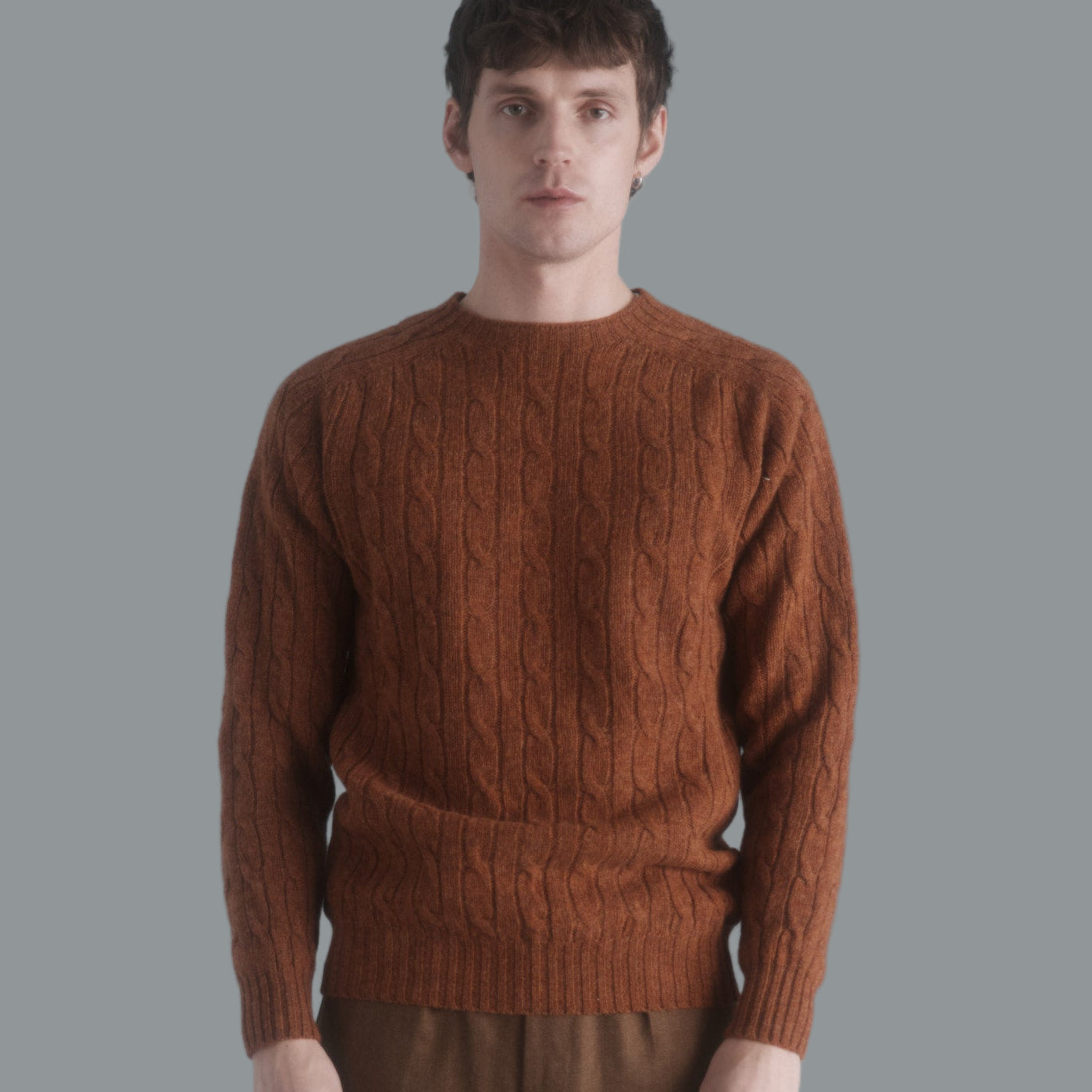 Harley of Scotland | Cable-knit Sweater - Whisky – The Scottish