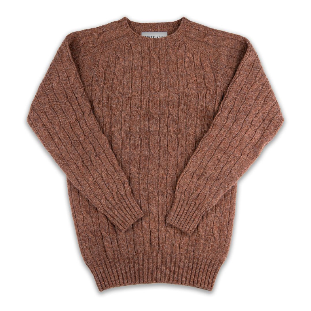 Harley of Scotland | Cable-knit Sweater - Whisky – The Scottish