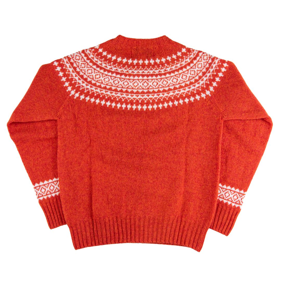 Harley of Scotland | Fairisle Sweater - Flame/ Snow White