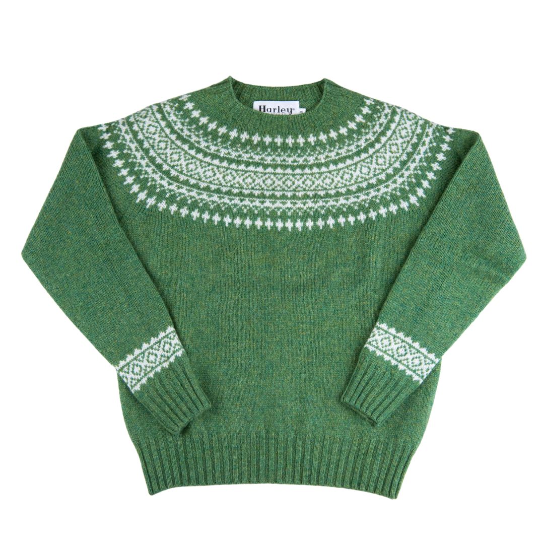 Harley of Scotland | Fairisle Sweater - Baize/Snow White