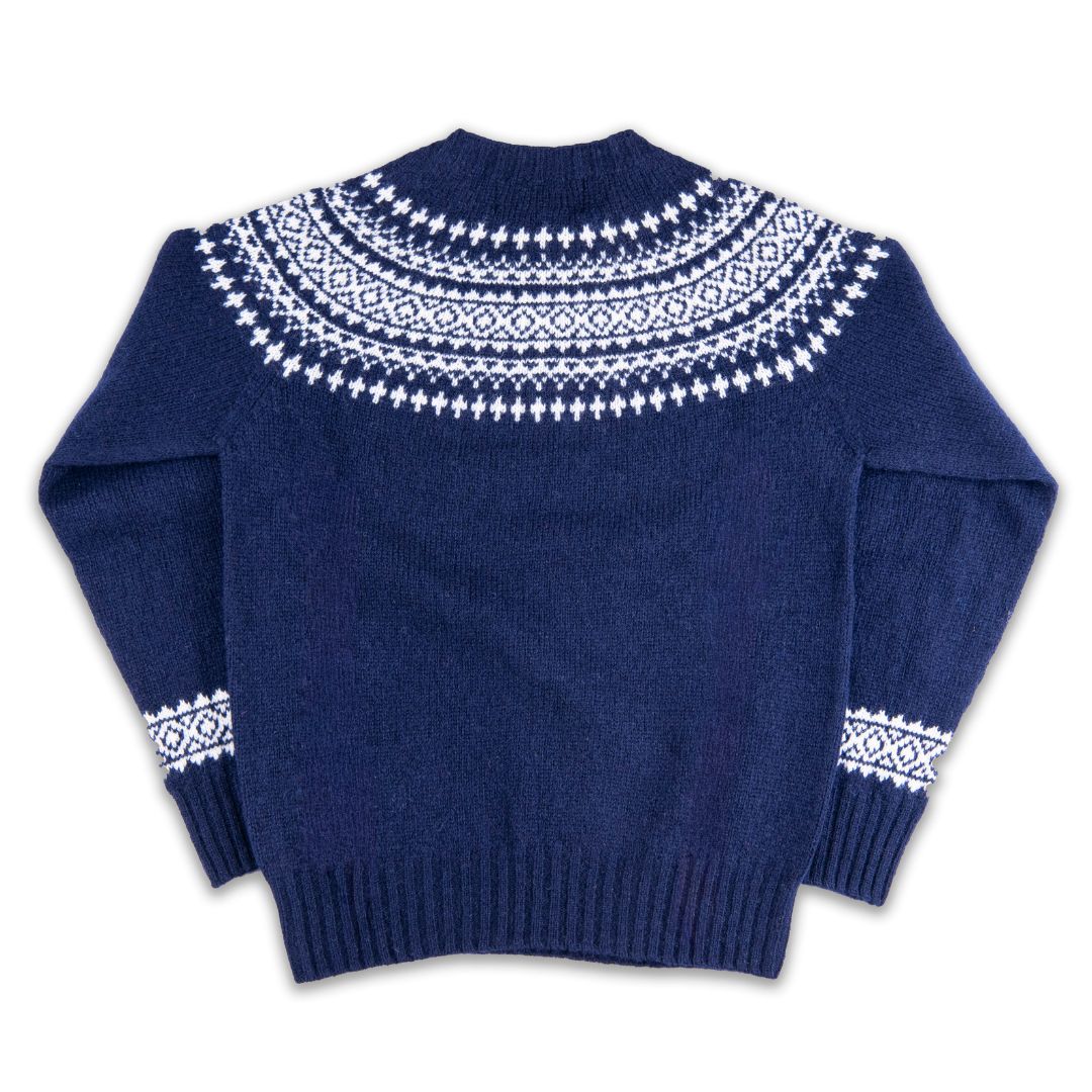 Harley of Scotland | Fairisle Sweater - Navy/Snow White