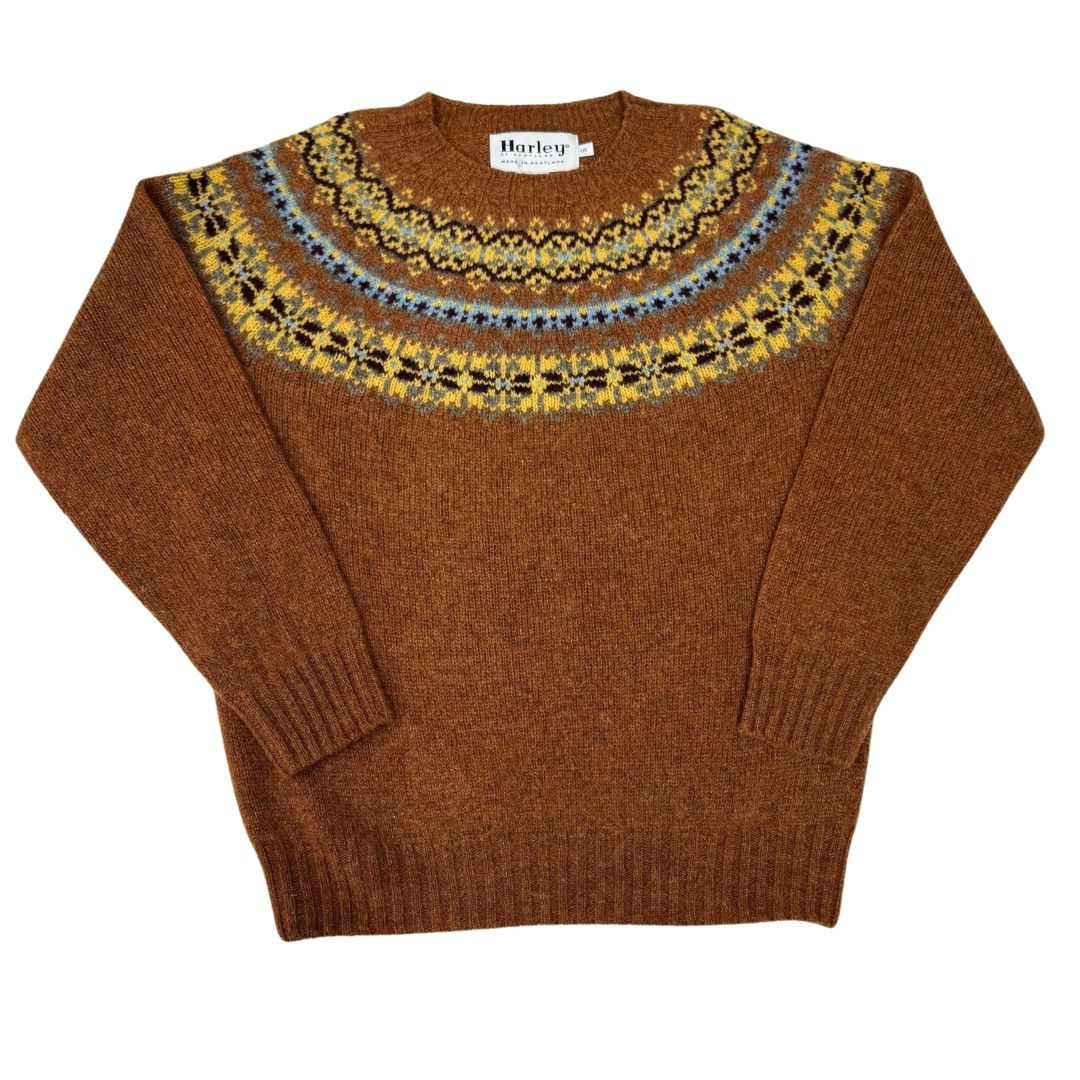Harley of Scotland | Fairisle Crewneck - Whisky