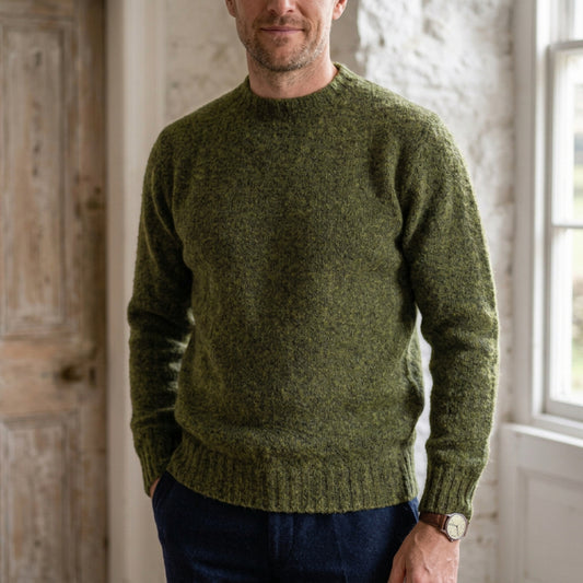 Harley of Scotland | Shaggy Crew Neck Sweater - Scots Pine