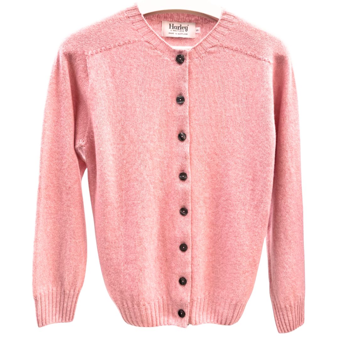 Harley of Scotland | Superfine Lambswool Cardigan - Nymph