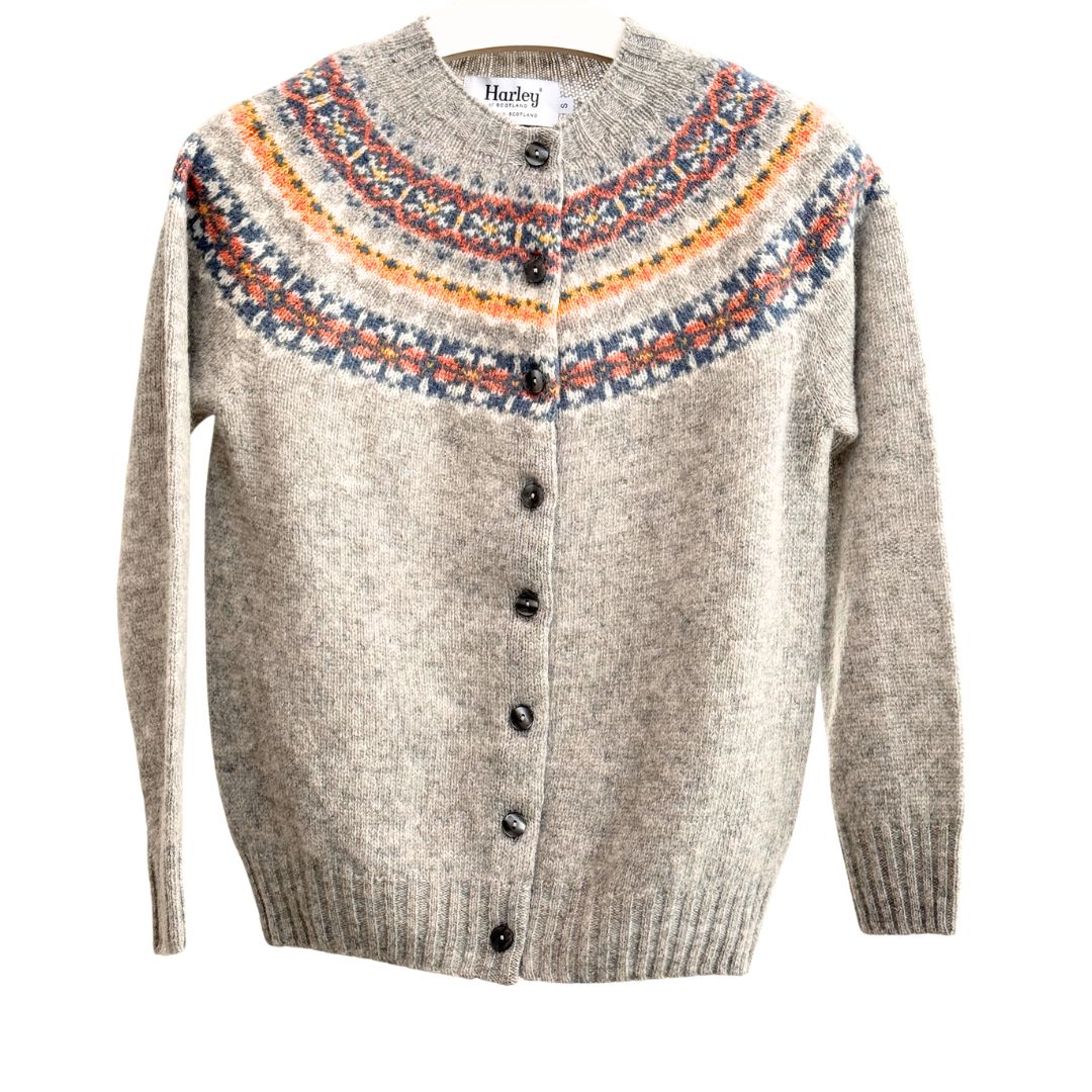 Harley of Scotland | Fair Isle Cardigan - Silver