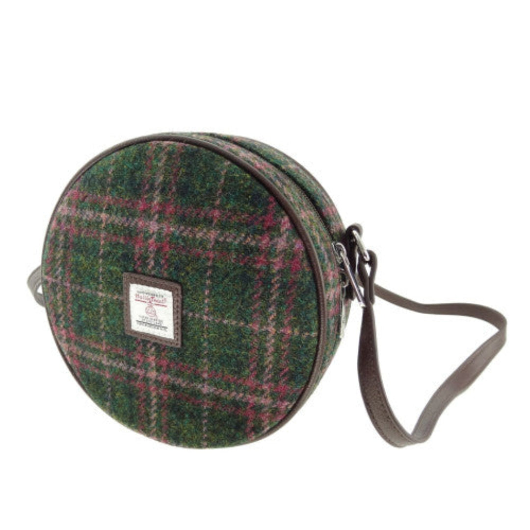 Harris Tweed | Bannock Round Bag - Dark Green & Plum Check