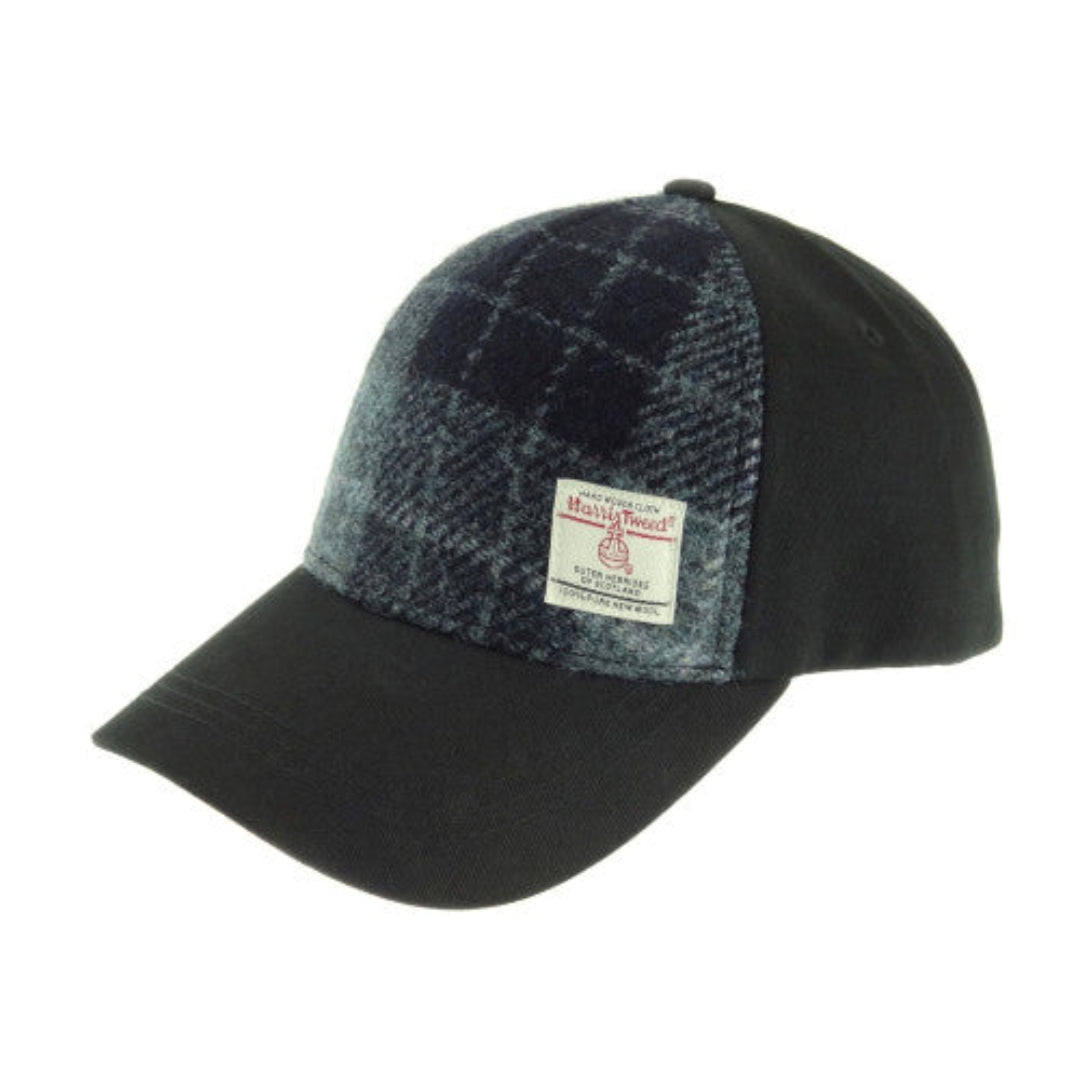 Harris Tweed | Baseball Cap - Grey/Black Tartan