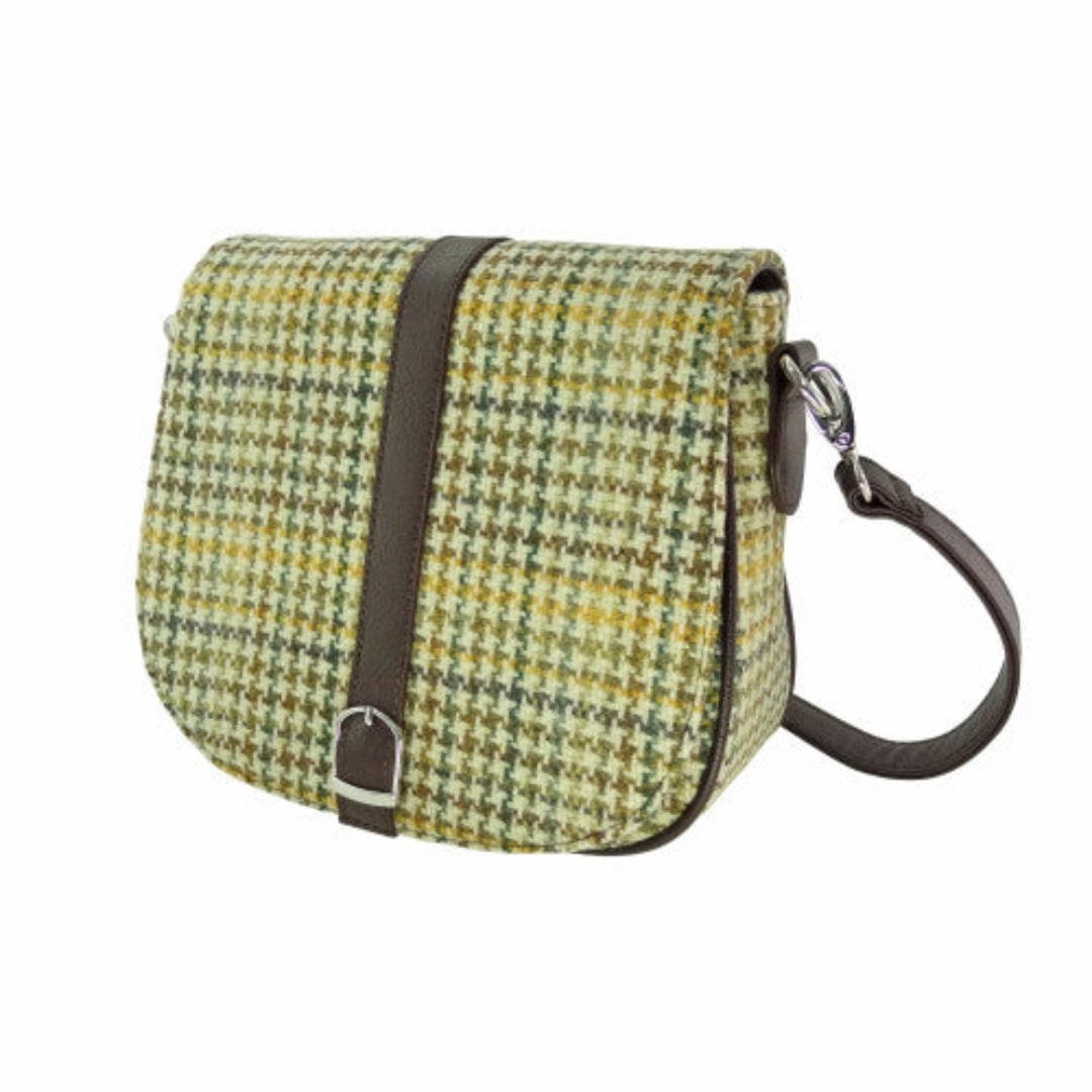 Harris Tweed | Beauly Shoulder Bag - Green & Brown Dogtooth