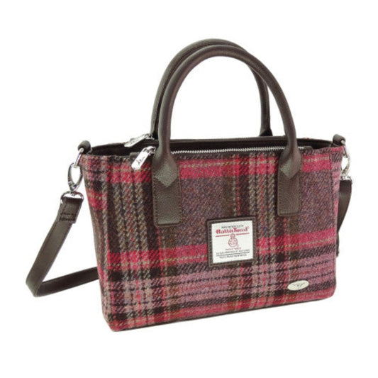 Harris Tweed | Brora Small Tote - Burgundy Pink Stewart