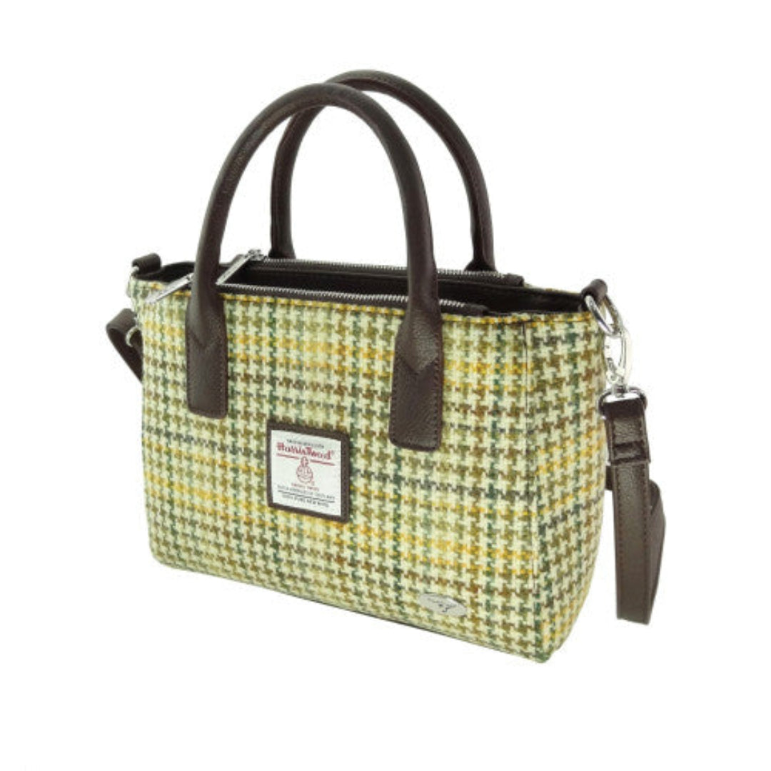 Harris Tweed | Brora Small Tote - Yellow, Green & Brown Dogtooth