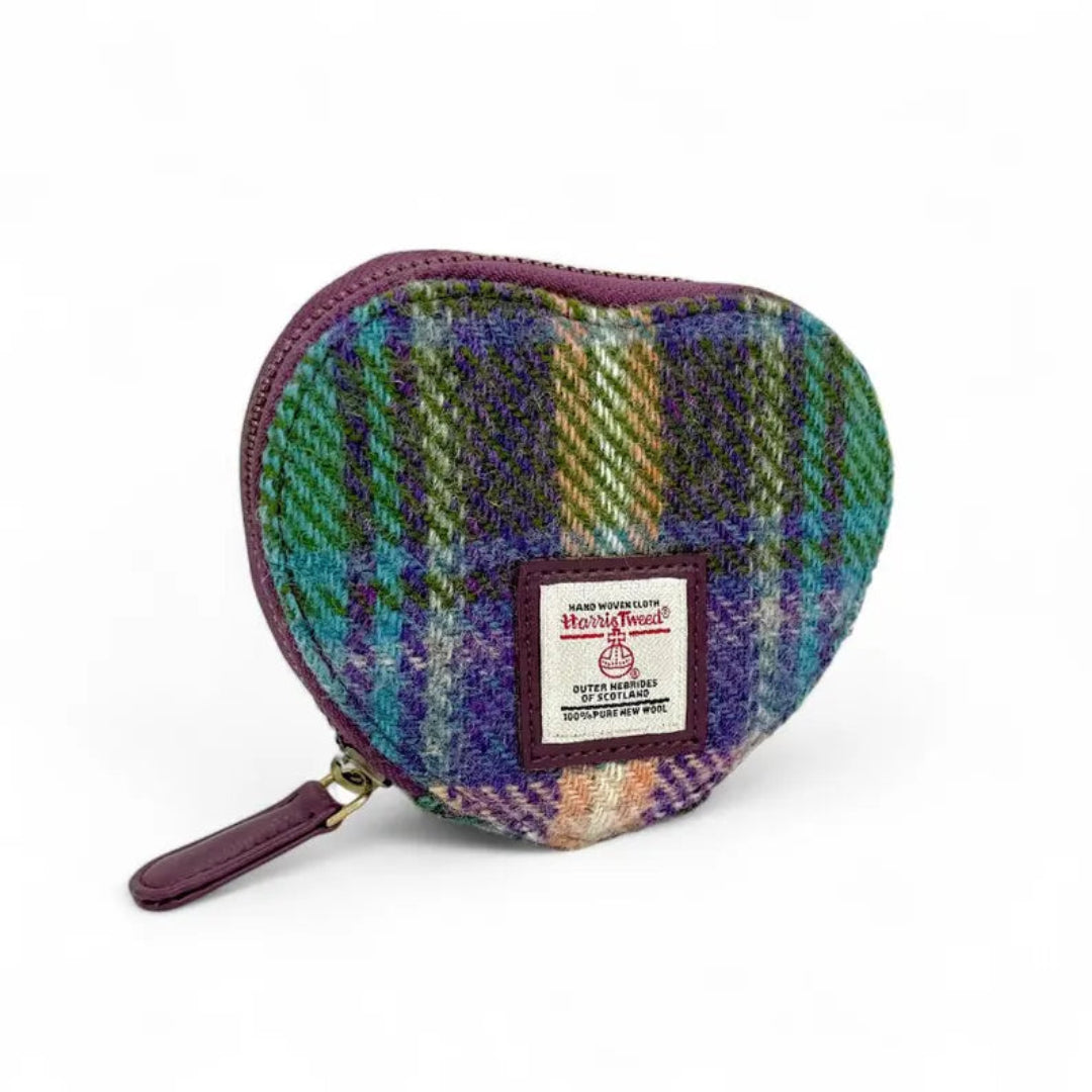 Harris Tweed | Heart Purse | Green/Purple Plaid
