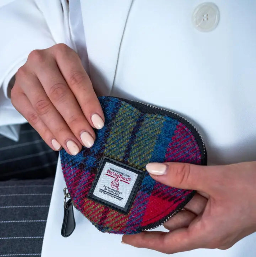 Harris Tweed | Heart Purse |Blue/Brown Check
