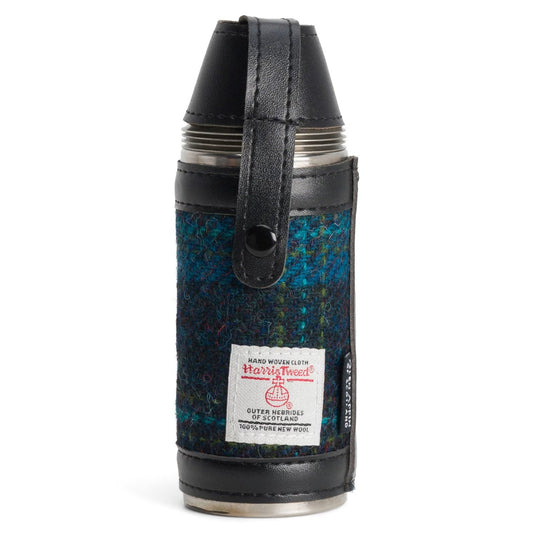Harris Tweed | Hunting Flask - Blue Turquoise Overcheck