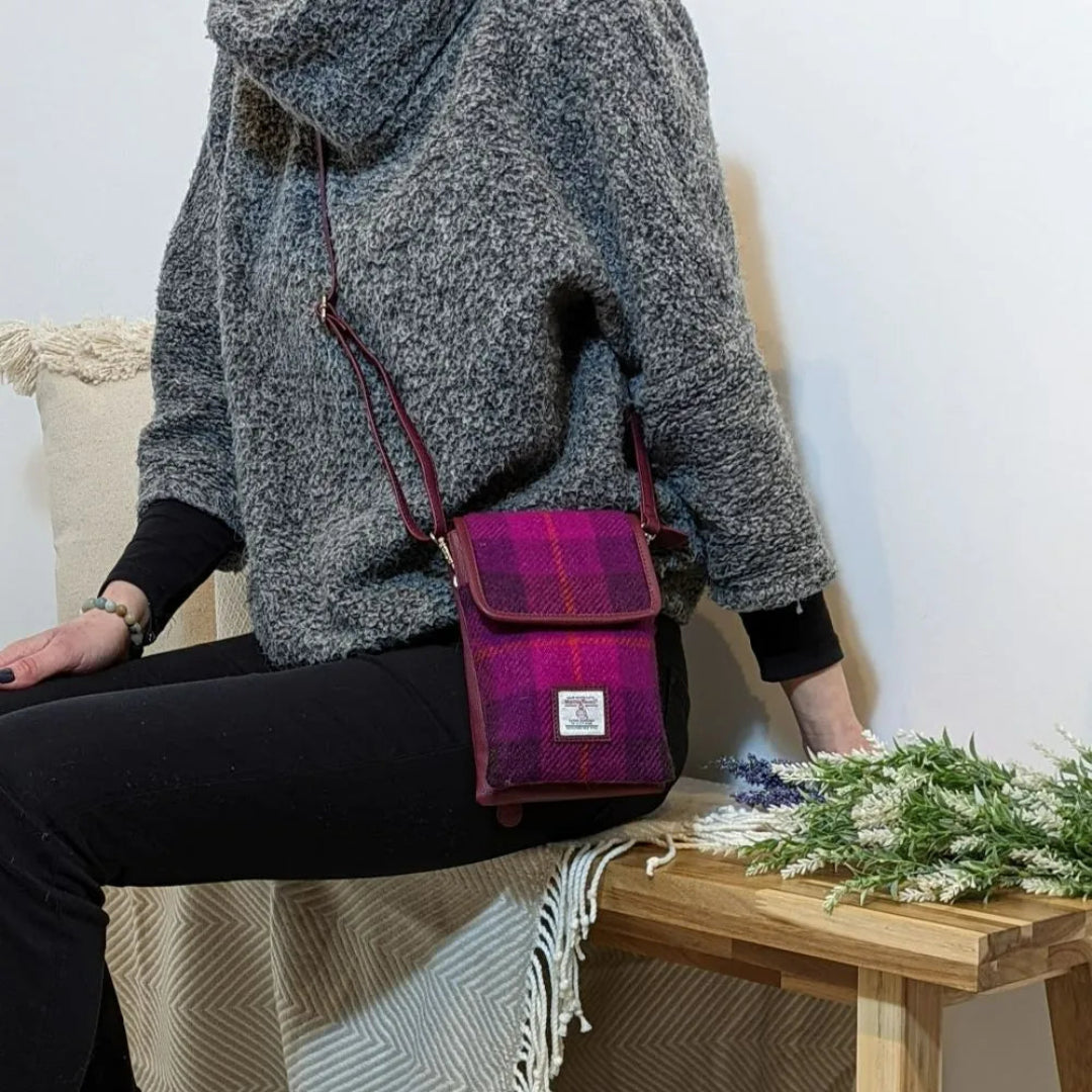 Harris Tweed | Mini Crossbody Bag - Purple Check