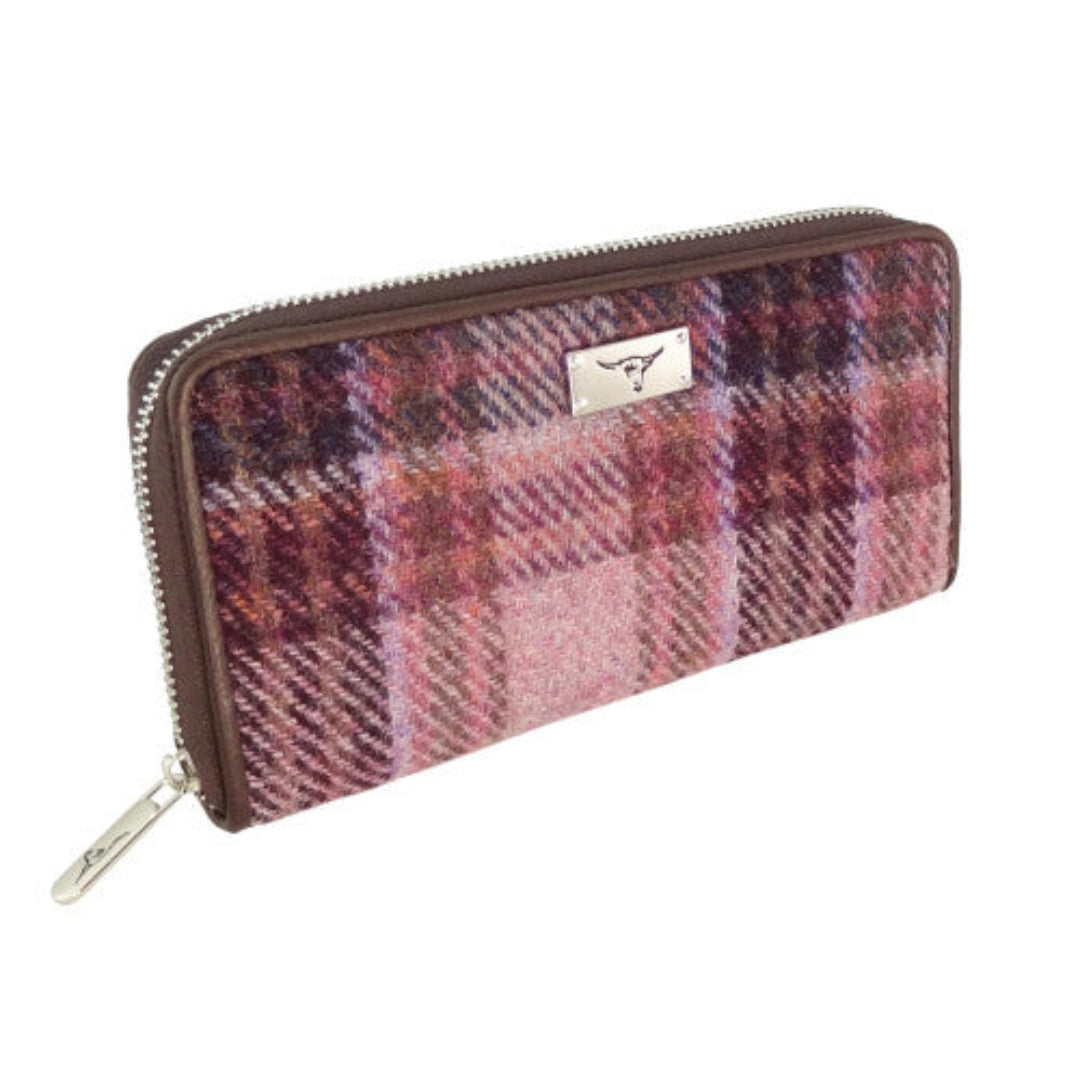 Harris Tweed | Staffa Zip Wallet - Pink/Burgundy Check