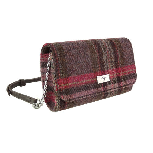 Harris Tweed | Strathy Handbag - Burgundy & Pink Stewart