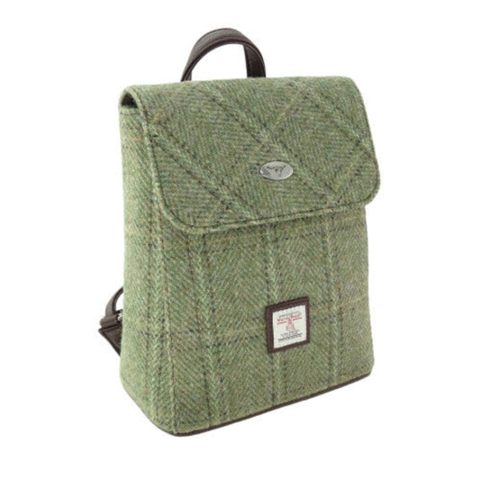 Harris Tweed | Tummel Mini Backpack - Green Herringbone Overcheck