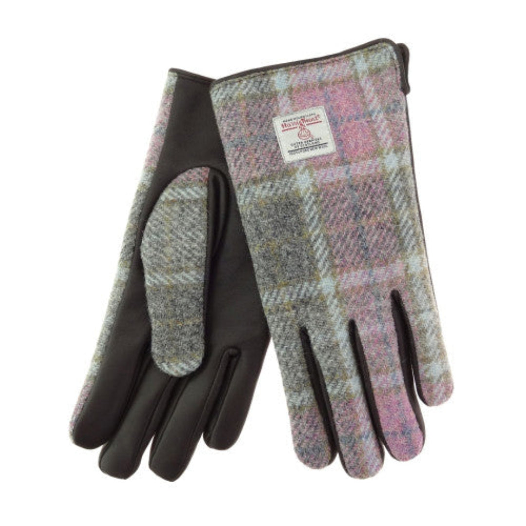 Harris Tweed | Women`s Leather Gloves - Soft Pink Buchanan