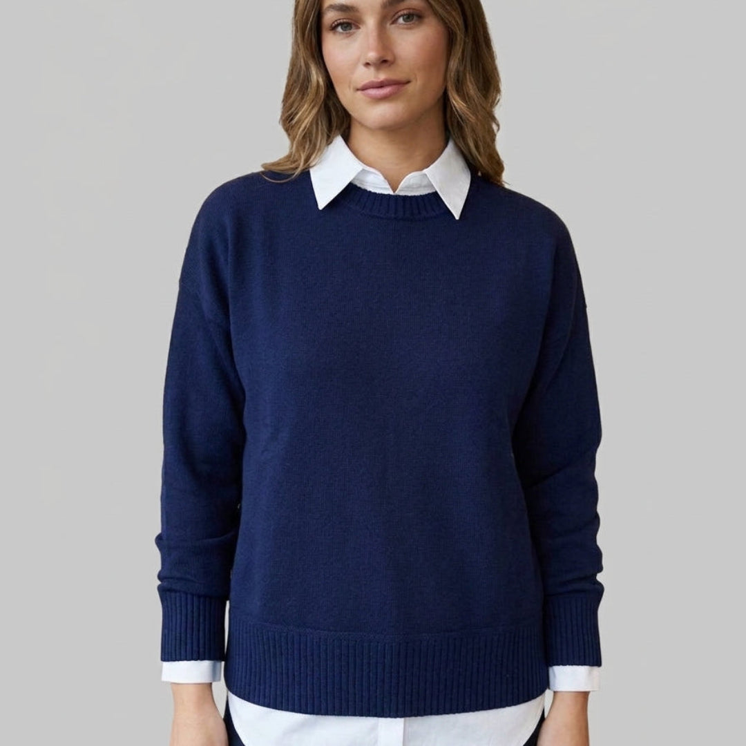 Hawico Womens 100% cashmere sweater-navy