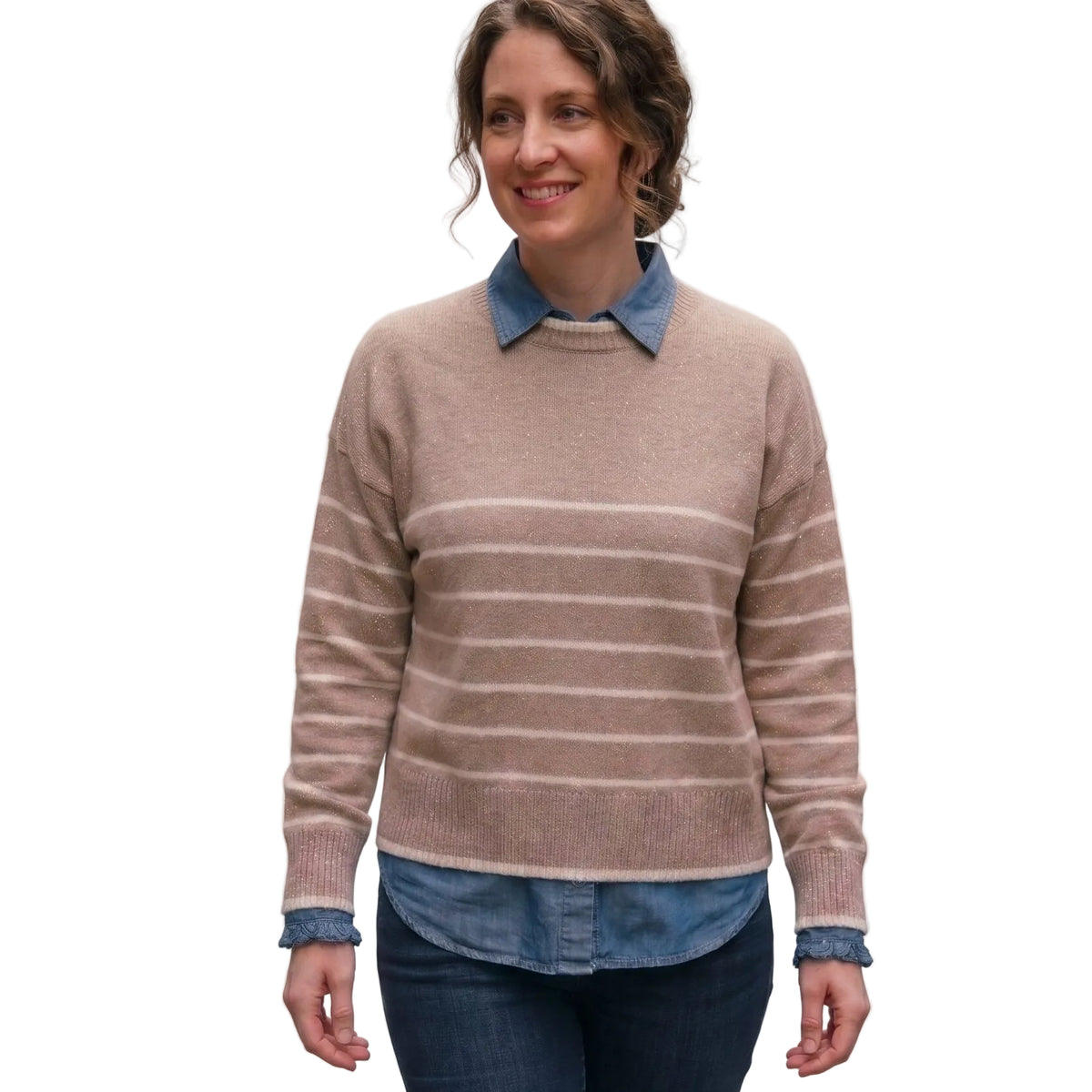 Hawico 100% cashmere accented with gold lurex women's sweater
