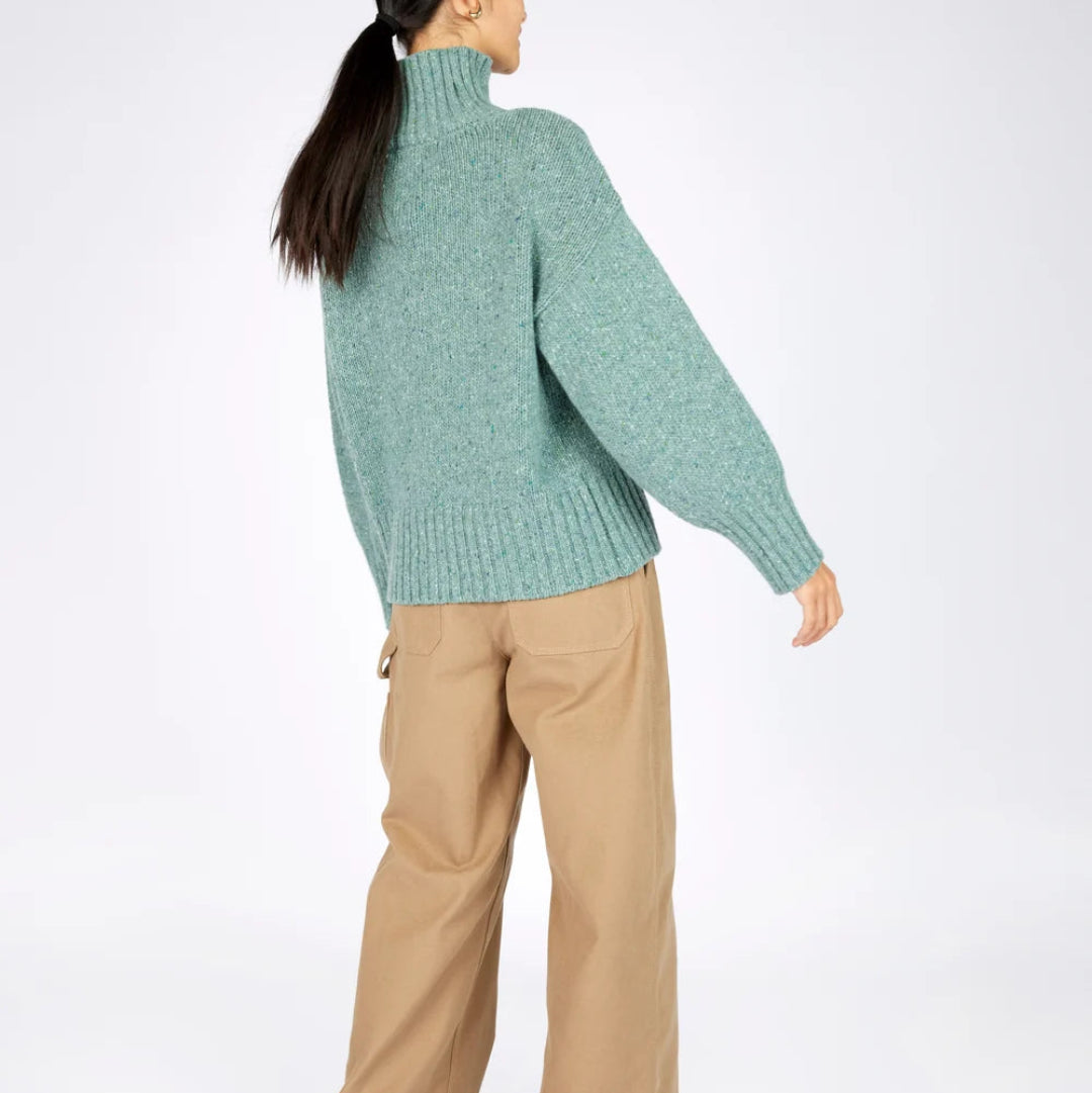 Irelands Eye | Paige Polo Neck Sweater - Ocean Mist