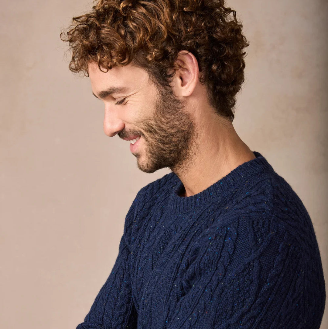 Irelands Eye | Carraroe Cashmere Cable Sweater - Rich Navy