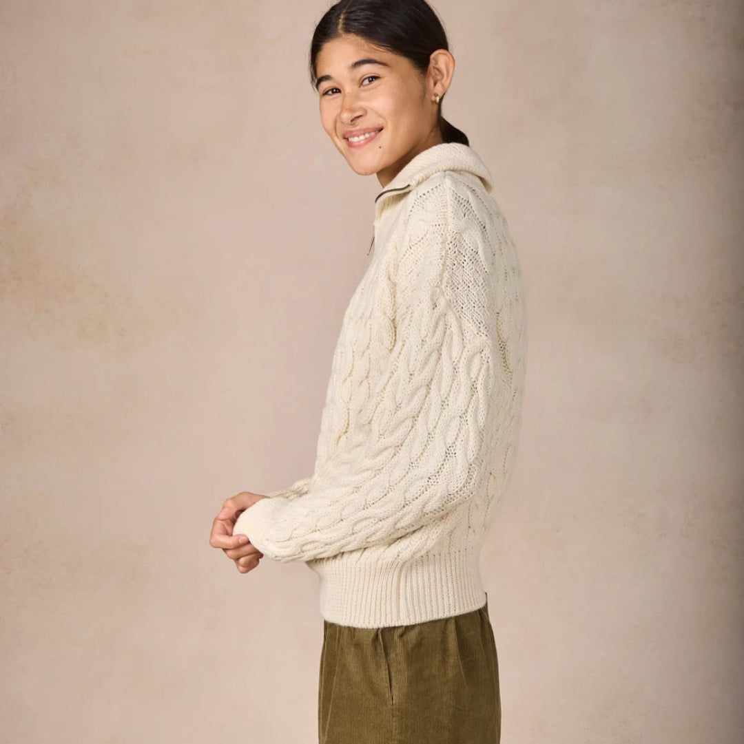 Irelands Eye | Jessica Cropped Troyer Sweater - Natural