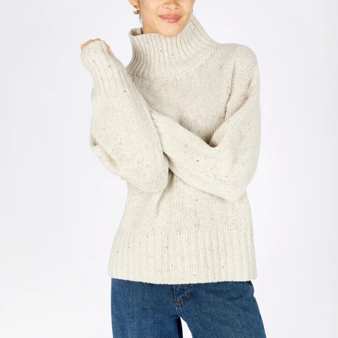 Irelands Eye | Paige Polo Neck Sweater - Chalkstone