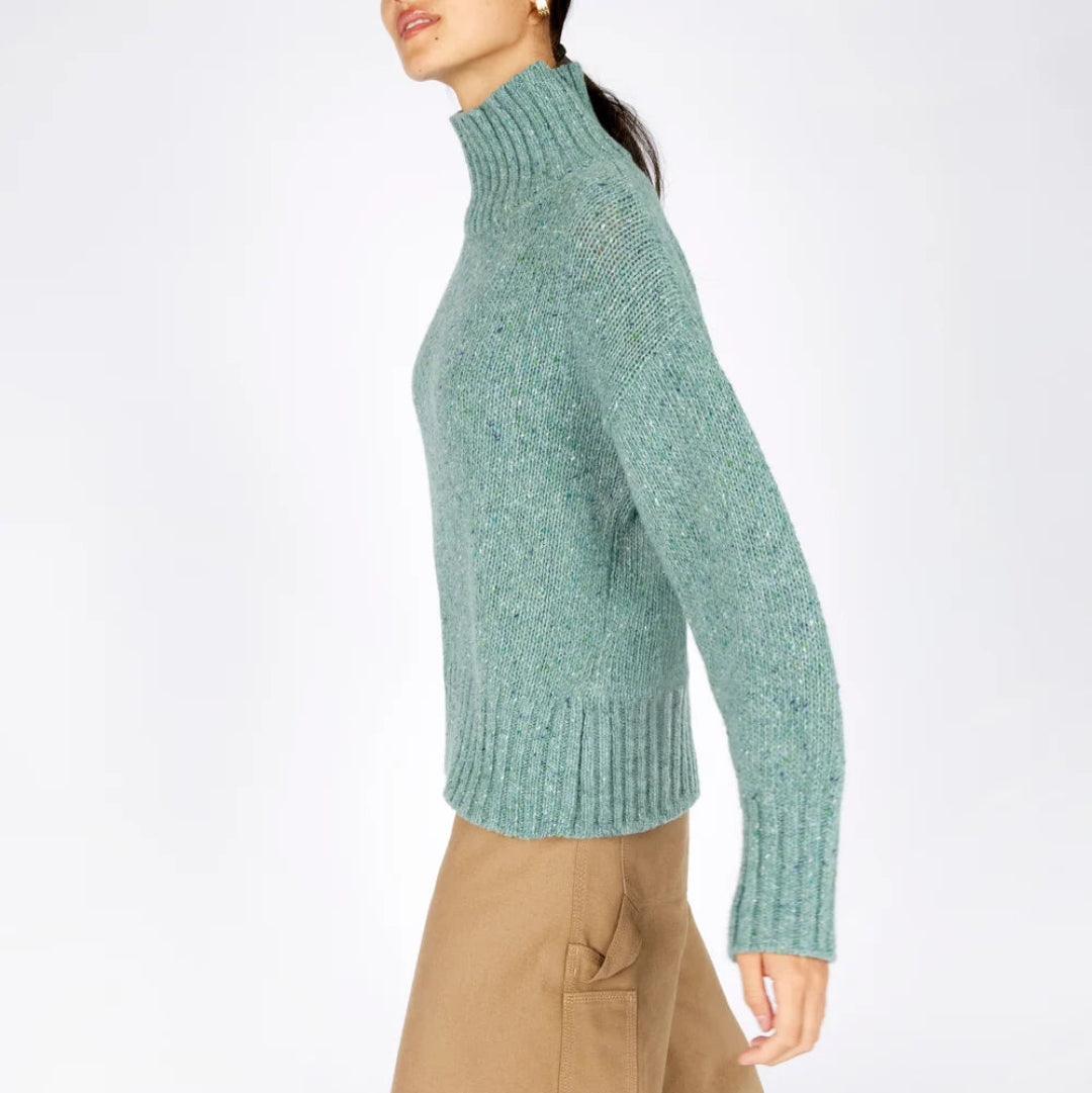 Irelands Eye | Paige Polo Neck Sweater - Ocean Mist