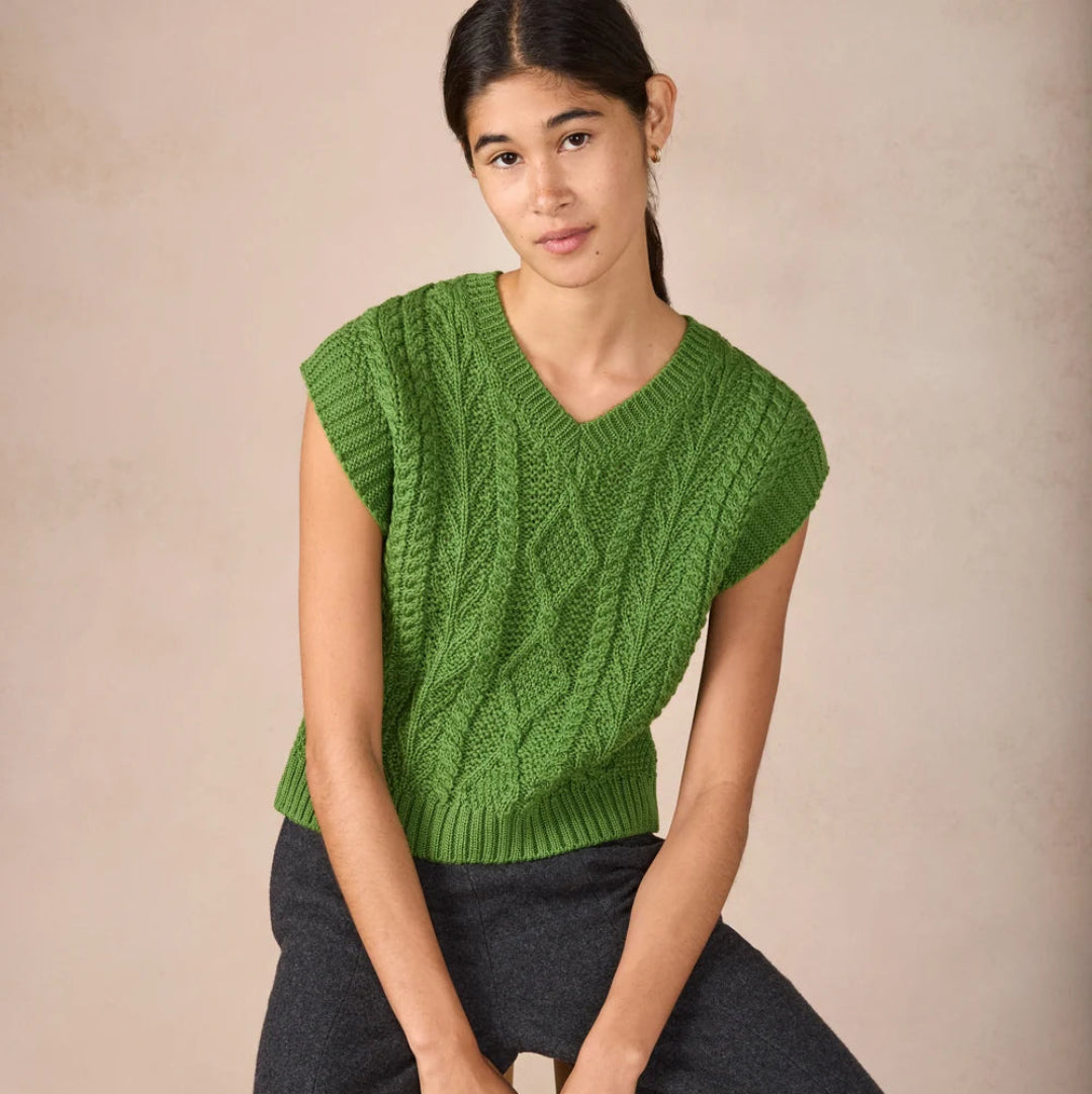Irelands Eye | Sweetpea V-neck Diamond Vest - Moss