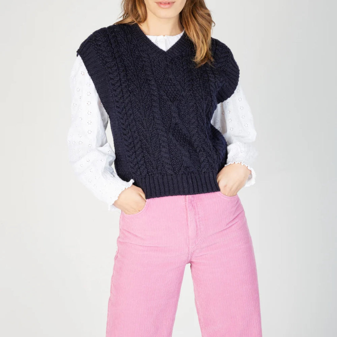 Irelands Eye | Sweetpea V-neck Diamond Vest - Navy