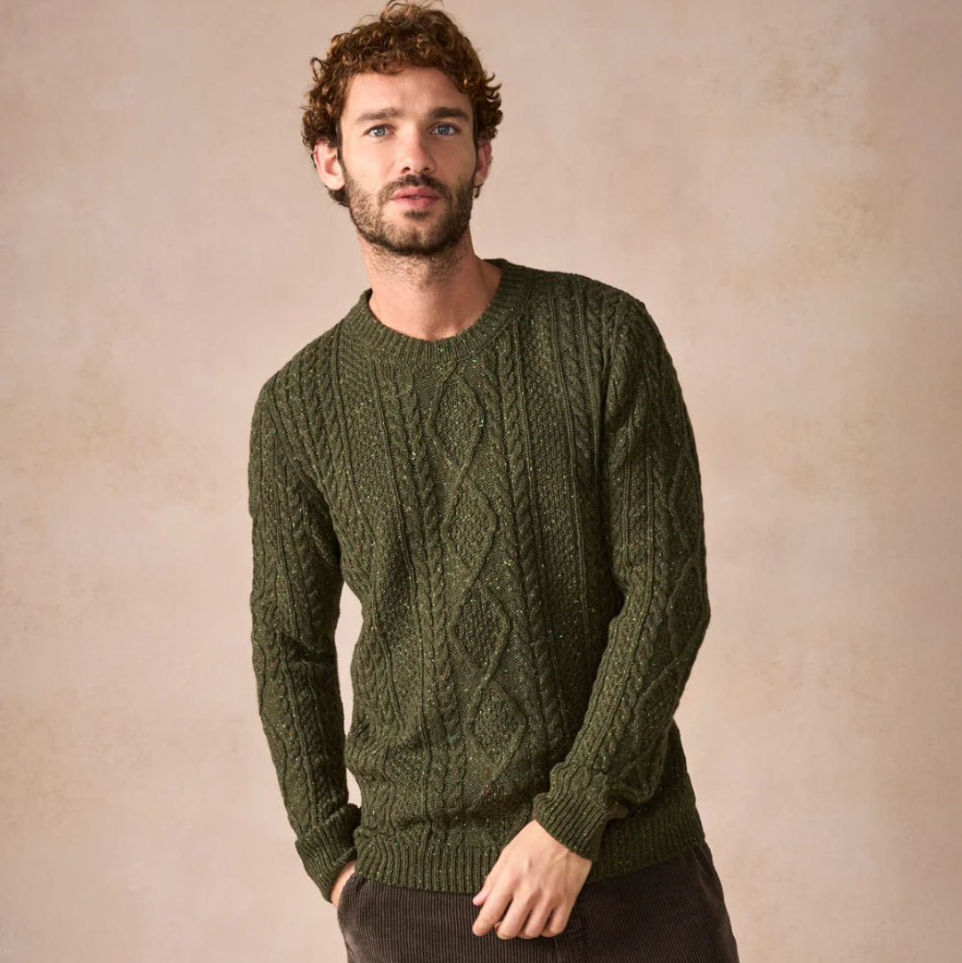 Irelands Eye | Carraroe Cashmere Cable Sweater - Loden