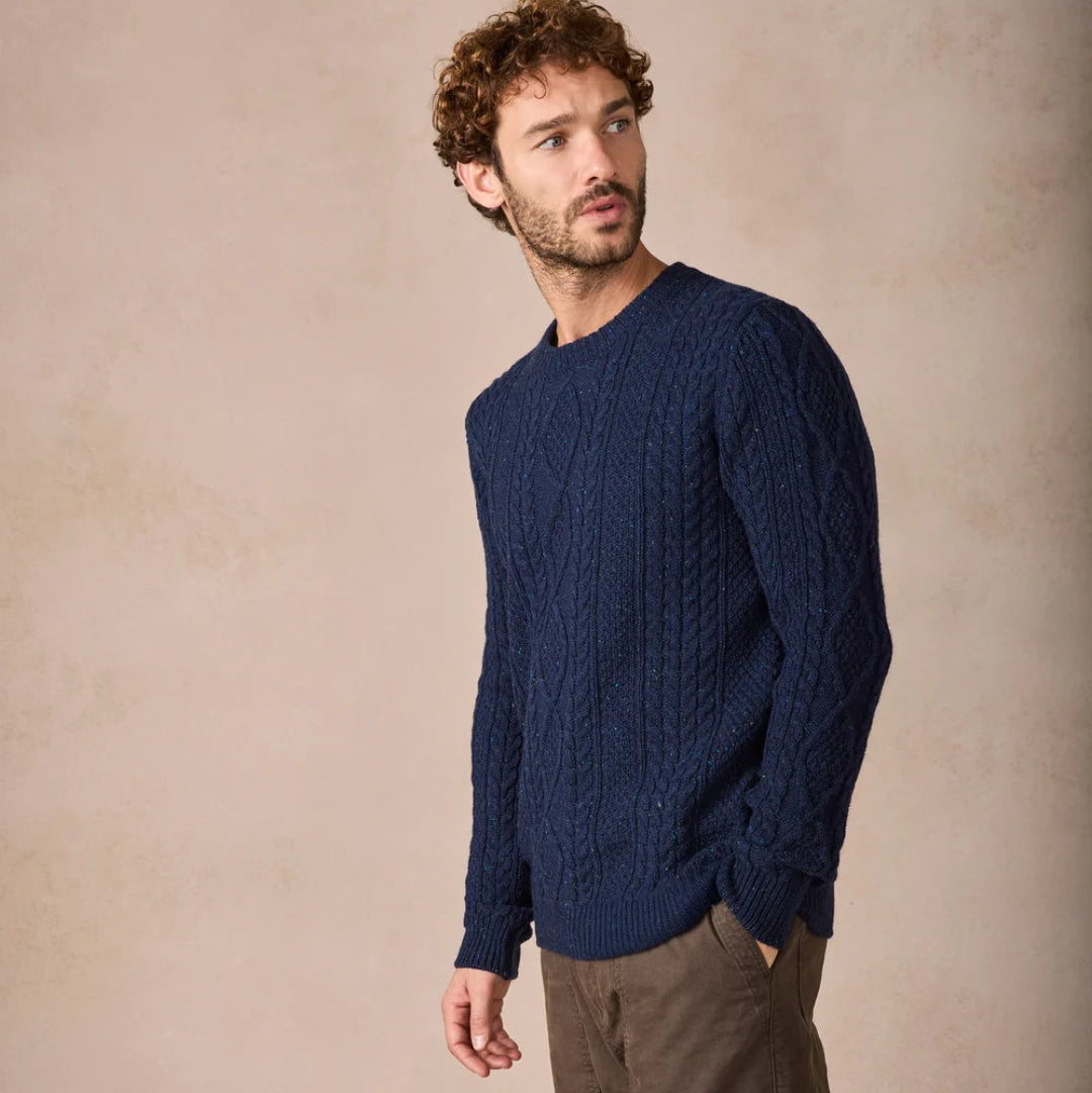Irelands Eye | Carraroe Cashmere Cable Sweater - Rich Navy
