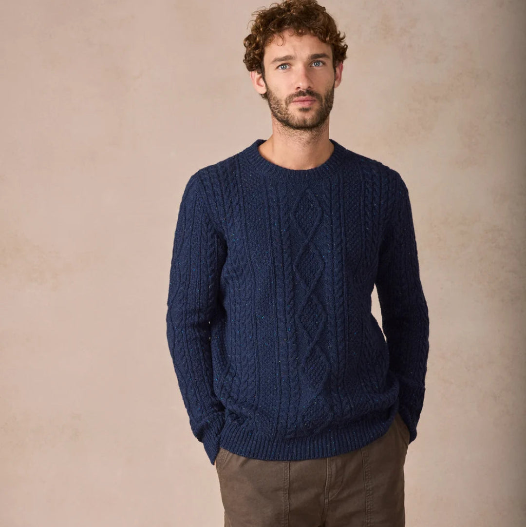 Irelands Eye | Carraroe Cashmere Cable Sweater - Rich Navy