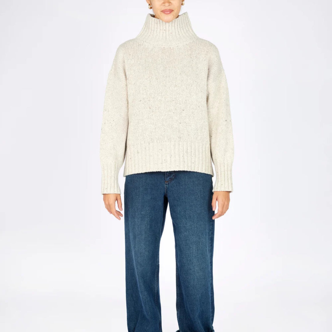 Irelands Eye | Paige Polo Neck Sweater - Chalkstone