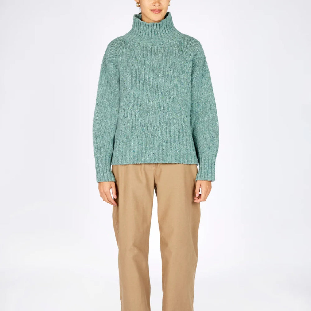Irelands Eye | Paige Polo Neck Sweater - Ocean Mist